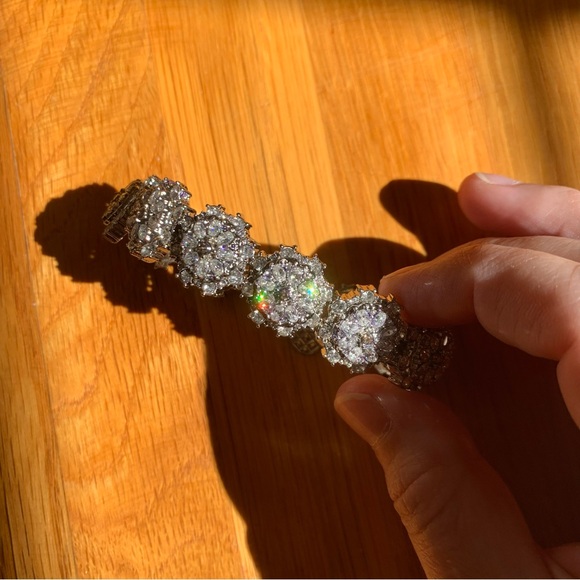 Super Sparkly Silver Cuff Bracelet CZ Pave Talbots Jewelry - Picture 8 of 13